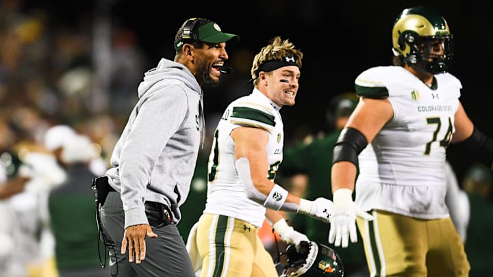 Colorado State head coach Jay Norvell reacts during a college football game against Colorado at