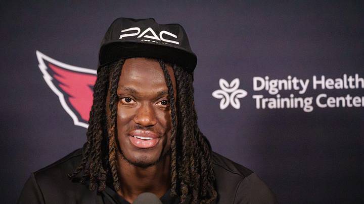 Marvin Harrison Jr. speaks to the media at the Arizona Cardinals' Tempe facility on June 2, 2026.