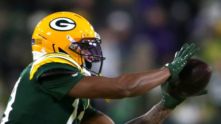 Green Bay Packers wide receiver Dontayvion Wicks (13) catches a pass against the Baltimore Ravens on Saturday, December 27, 2025, at Lambeau Field in Green Bay, Wis. The Ravens defeated the Packers 41-24.
Wm. Glasheen USA TODAY NETWORK-Wisconsin