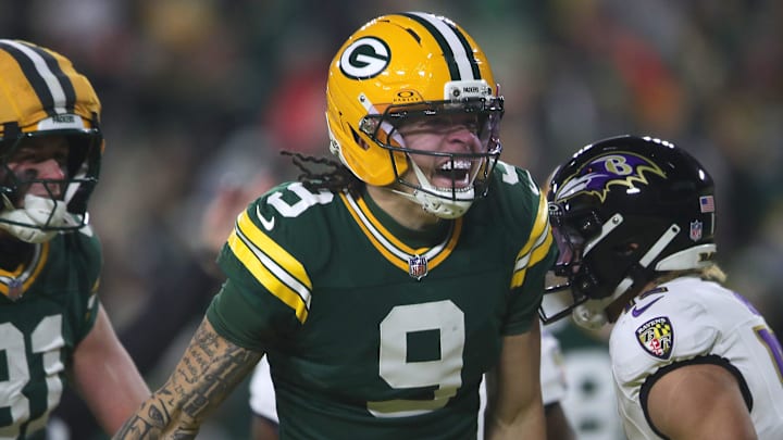 Green Bay Packers wide receiver Christian Watson (9) catches a touchdown pass against the Baltimore Ravens on Saturday, December 27, 2025, at Lambeau Field in Green Bay, Wis.
Wm. Glasheen USA TODAY NETWORK-Wisconsin Green Bay Packers wide receiver Christian Watson (9) catches a touchdown pass against the Baltimore Ravens on Saturday, December 27, 2025, at Lambeau Field in Green Bay, Wis.
Wm. Glasheen USA TODAY NETWORK-Wisconsin