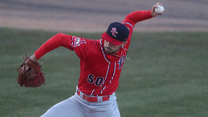The Peoria Chiefs’ starting pitcher Cooper Hjerpe (50) against the Wisconsin Timber Rattlers during their home opener on Friday, April 5, 2024 at Neuroscience Group Field at Fox Cities Stadium in Grand Chute, Wis. Peoria defeated Wisconsin 2-1.
Wm. Glasheen USA TODAY NETWORK-Wisconsin