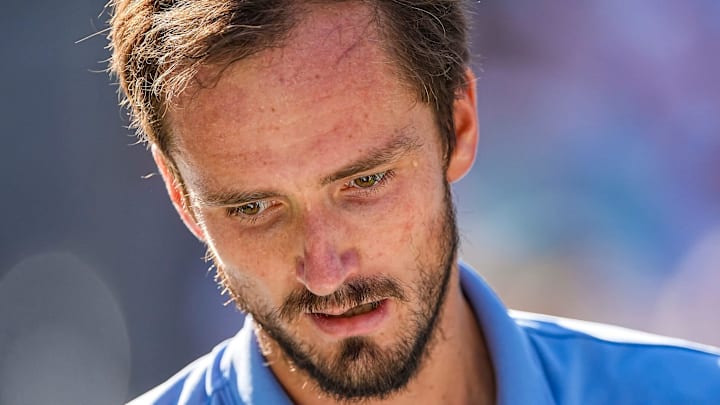 Daniil Medvedev reacts to a lost drop shot Daniil Medvedev reacts to a lost drop shot