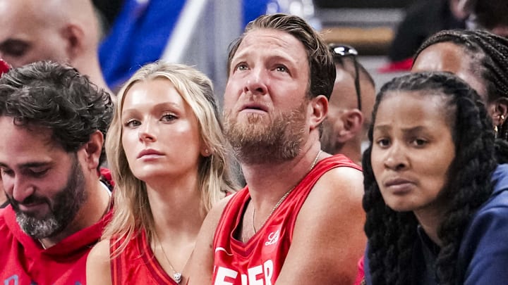 May 17, 2025; Indianapolis, IN, USA;  Barstool Sports founder Dave Portnoy looks up at the scoreboard Saturday, May 17, 2025, during a game between the Indiana Fever and the Chicago Sky at Gainbridge Fieldhouse in Indianapolis. The Indiana Fever defeated the Chicago Sky, 93-58.Mandatory Credit: Grace Smith-IndyStar via Imagn Images