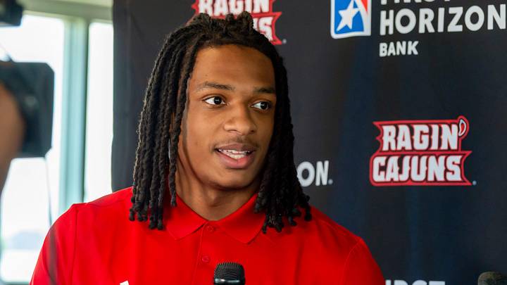 Linebacker Jaden Dugger during the Louisiana Ragin’ Cajuns Football Media Day. Friday, Aug. 1, 2025. Linebacker Jaden Dugger during the Louisiana Ragin’ Cajuns Football Media Day. Friday, Aug. 1, 2025.