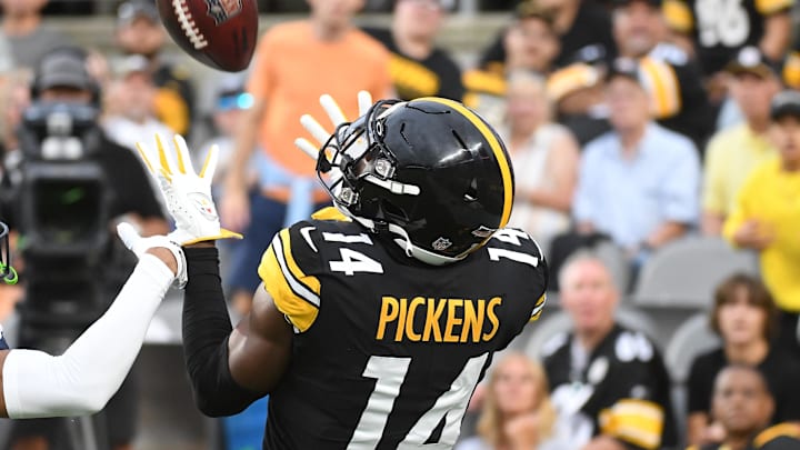 Aug 13, 2022; Pittsburgh, Pennsylvania, USA;  Pittsburgh Steelers wide receiver George Pickens (14)