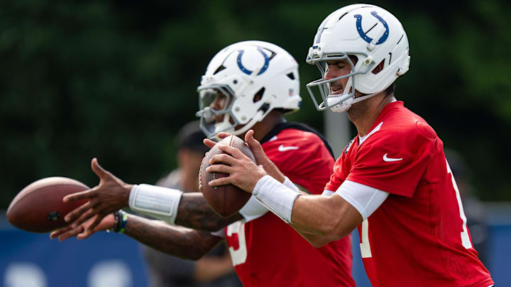 Indianapolis Colts quarterbacks Anthony Richardson Sr. and Daniel Jones