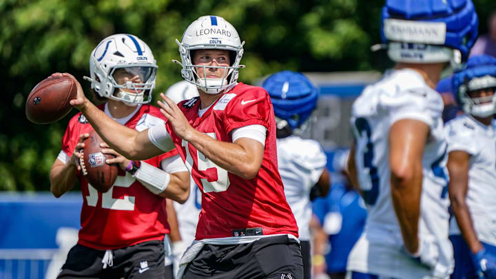 Indianapolis Colts players Jason Bean and Riley Leonard