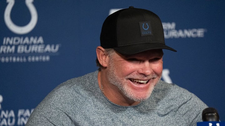 Indianapolis Colts General Manager Chris Ballard speaks with media Thursday, Jan. 8, 2026, at the Colts practice facility in Indianapolis.