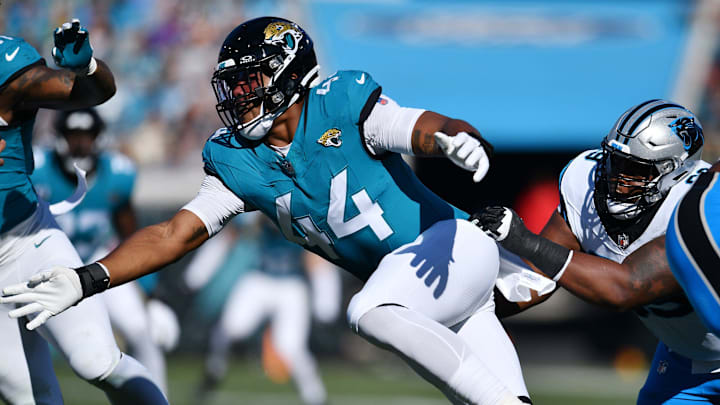 Jacksonville Jaguars linebacker Travon Walker (44) at EverBank Stadium in Jacksonville, FL Sunday, December 31, 2023. [Bob Self/Florida Times-Union]