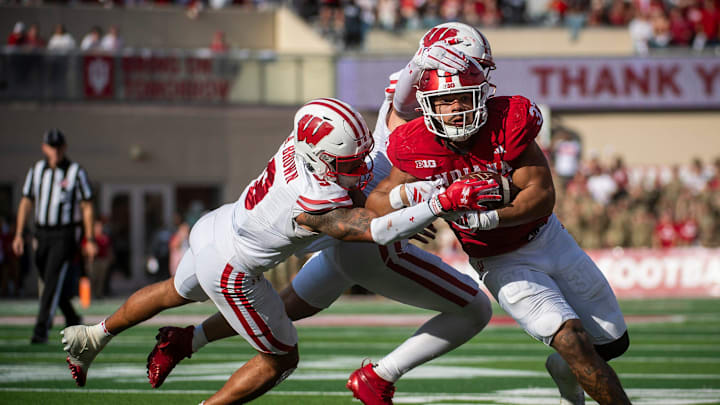 Indiana tight end Riley Nowakowski (37) has had a career year after transferring away from the Wisconsin Badgers. Indiana tight end Riley Nowakowski (37) has had a career year after transferring away from the Wisconsin Badgers.