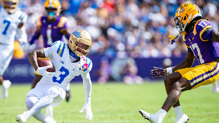 Bruins Kwazi Gilmer 3 as the LSU Tigers take on UCLA at Tiger Stadium in Baton Rouge, LA. Saturday, Sept. 21, 2024. Bruins Kwazi Gilmer 3 as the LSU Tigers take on UCLA at Tiger Stadium in Baton Rouge, LA. Saturday, Sept. 21, 2024.