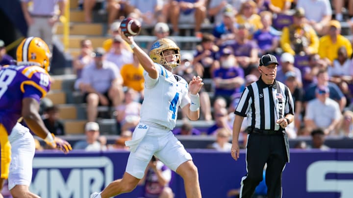 Bruins Quarterback Ethan Garbers 4 as the LSU Tigers take on UCLA at Tiger Stadium in Baton Rouge, LA. Saturday, Sept. 21, 2024. Bruins Quarterback Ethan Garbers 4 as the LSU Tigers take on UCLA at Tiger Stadium in Baton Rouge, LA. Saturday, Sept. 21, 2024.
