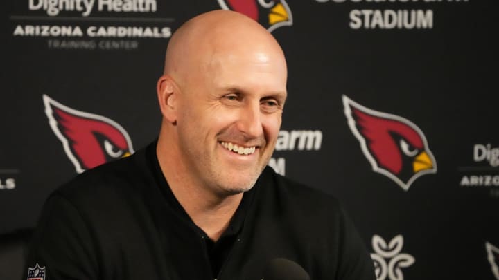 Arizona Cardinals general manager Monti Ossenfort during an NFL pre-draft press conference at the Cardinals Dignity Health Training Center in Tempe on April 18, 2024.