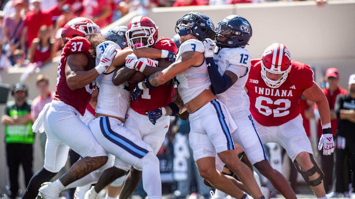 Indiana's Roman Hemby (1) during the Indiana versus Old Dominion football game at Memorial Stadium on Saturday, Aug. 30, 2025. Indiana's Roman Hemby (1) during the Indiana versus Old Dominion football game at Memorial Stadium on Saturday, Aug. 30, 2025.