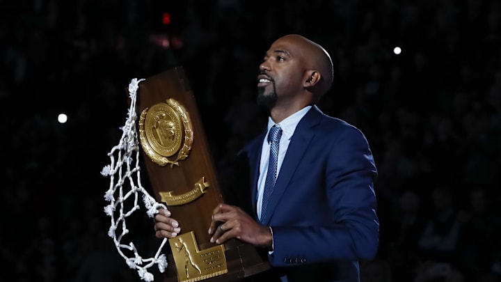 Feb 24, 2019; Hartford, CT, USA; Former Connecticut Huskies star Richard \"Rip\" Hamilton and other team members (not pictured) from the 1999 NCAA Championship team were honored on the court during halftime between the Huskies and the Cincinnati Bearcats at XL Center. Mandatory Credit: David Butler II-Imagn Images Feb 24, 2019; Hartford, CT, USA; Former Connecticut Huskies star Richard \"Rip\" Hamilton and other team members (not pictured) from the 1999 NCAA Championship team were honored on the court during halftime between the Huskies and the Cincinnati Bearcats at XL Center. Mandatory Credit: David Butler II-Imagn Images