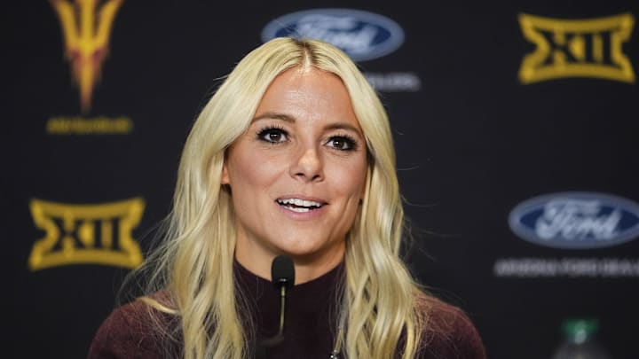 New Arizona State women's basketball head coach Molly Miller during a news conference at Papago Golf Club in Phoenix on March 26, 2025.