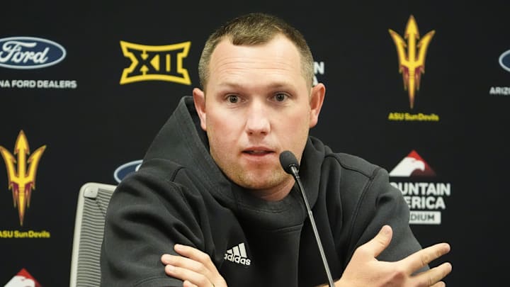 Arizona State head coach Kenny Dillingham holds a news conference on Oct. 27, 2025, in Tempe. Arizona State head coach Kenny Dillingham holds a news conference on Oct. 27, 2025, in Tempe.