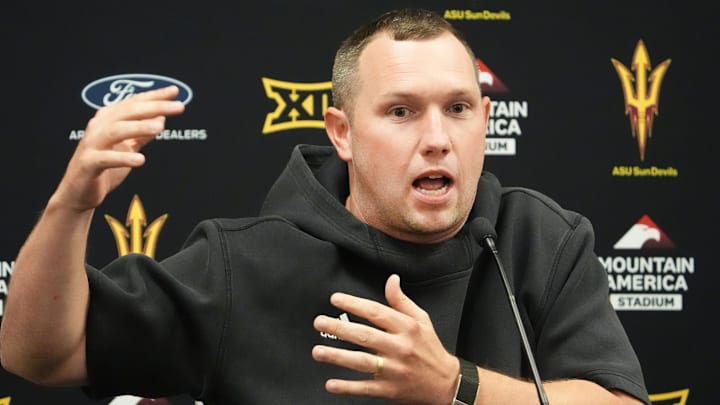 Arizona State head coach Kenny Dillingham holds a news conference on Oct. 27, 2025, in Tempe. Arizona State head coach Kenny Dillingham holds a news conference on Oct. 27, 2025, in Tempe.