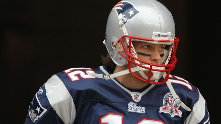 Dec 13, 2009; Foxborough, MA, USA; New England Patriots quarterback Tom Brady (12) warms up before the start of the game against the Carolina Panthers at Gillette Stadium. Mandatory Credit: David Butler II-Imagn Images Dec 13, 2009; Foxborough, MA, USA; New England Patriots quarterback Tom Brady (12) warms up before the start of the game against the Carolina Panthers at Gillette Stadium. Mandatory Credit: David Butler II-Imagn Images