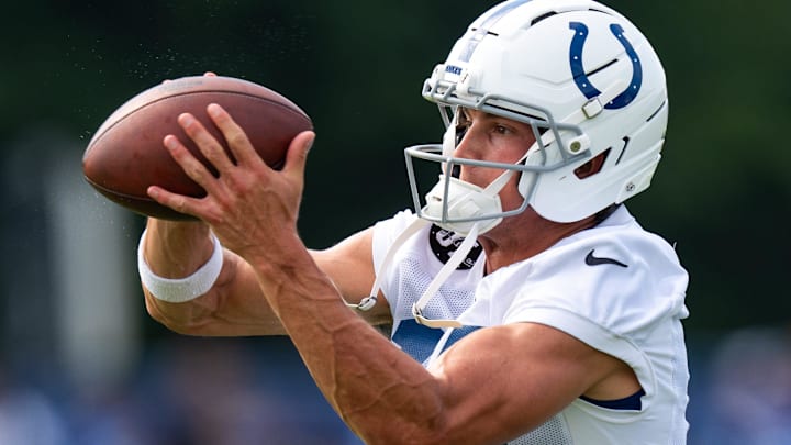 Indianapolis Colts wide receiver Alec Pierce catches a pass during training camp held at Grand Park in Westfield. Indianapolis Colts wide receiver Alec Pierce catches a pass during training camp held at Grand Park in Westfield.