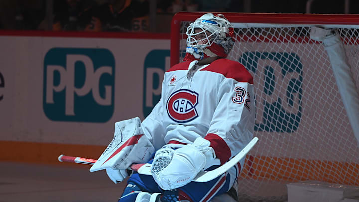 Dec 11, 2025; Pittsburgh, Pennsylvania, USA; Montreal Canadiens goalie Jacob Fowler before his debut against the Pittsburgh Penguins at PPG Paints Arena. Mandatory Credit: Philip G. Pavely-Imagn Images Dec 11, 2025; Pittsburgh, Pennsylvania, USA; Montreal Canadiens goalie Jacob Fowler before his debut against the Pittsburgh Penguins at PPG Paints Arena. Mandatory Credit: Philip G. Pavely-Imagn Images