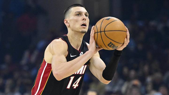 Mar 25, 2026; Cleveland, Ohio, USA; Miami Heat guard Tyler Herro (14) looks to shoot in the first quarter against the Miami Heat at Rocket Arena. Mandatory Credit: David Richard-Imagn Images Mar 25, 2026; Cleveland, Ohio, USA; Miami Heat guard Tyler Herro (14) looks to shoot in the first quarter against the Miami Heat at Rocket Arena. Mandatory Credit: David Richard-Imagn Images