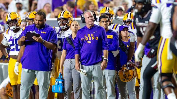 Tigers Head Coach Brian Kelly, LSU Tigers take on the South Carolina Gamecocks. October 11, 2025; Baton Rouge, Louisiana, USA; at Tiger Stadium.