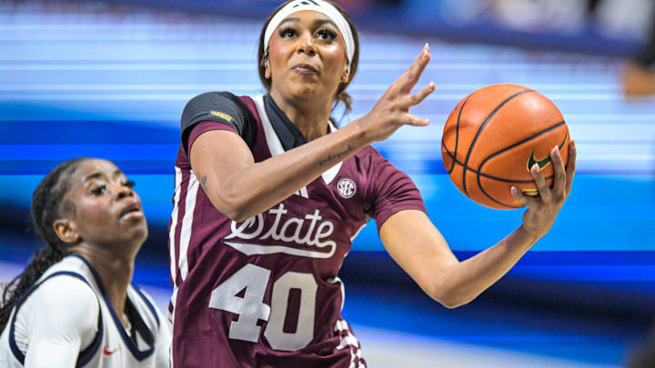 Mississippi State's Madison Francis (40) goes for a layup during a women's college basketball game between Ole Miss and Mississippi State at the Sandy and John Black Pavilion in Oxford, Miss. on Sunday, Jan. 11, 2026. Mississippi State's Madison Francis (40) goes for a layup during a women's college basketball game between Ole Miss and Mississippi State at the Sandy and John Black Pavilion in Oxford, Miss. on Sunday, Jan. 11, 2026.