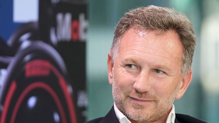 Christian Horner, Team Principal of Oracle Red Bull Racing, speaks at the Red Bull Fan Zone, a private event at Oracle headquarters, on Wednesday October 18, 2023.