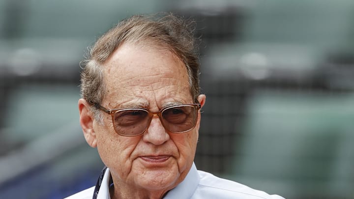 Chicago White Sox owner Jerry Reinsdorf stands on the sidelines before a baseball game against Minnesota Twins at Guaranteed Rate Field on Sept 2, 2022.