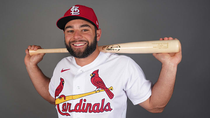 Feb 23, 2023; Jupiter, FL, USA; St. Louis Cardinals catcher Nick Raposo (93) poses for a portrait during spring training photo day. Feb 23, 2023; Jupiter, FL, USA; St. Louis Cardinals catcher Nick Raposo (93) poses for a portrait during spring training photo day.