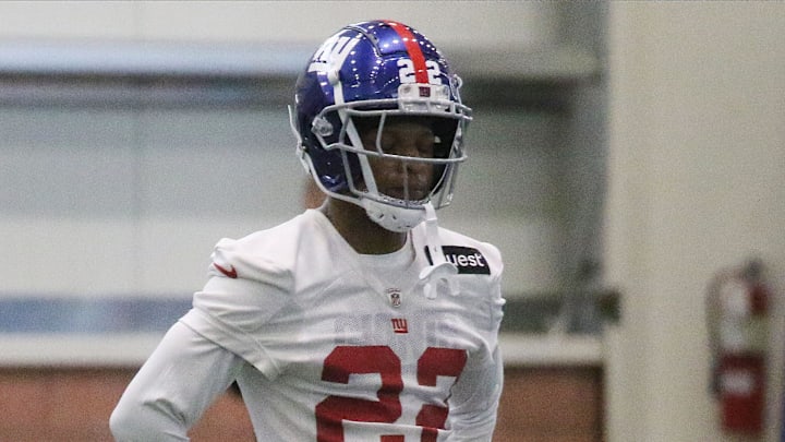 East Rutherford , NJ — May 10, 2024 -- Cornerback and third round draft pick Dru Phillips as the NY Giants hold their Rookie Camp and introduce their new draft picks.
