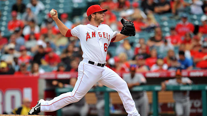 May 5, 2013; Anaheim, CA, USA; Los Angeles Angels relief pitcher Ryan Brasier (62) pitches in the ninth inning against the Baltimore Orioles at Angel Stadium of Anaheim. Mandatory Credit: Gary A. Vasquez-Imagn Images