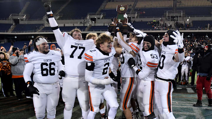 Ironton celebrates a win over Liberty Center in OHSAA Division V state final at Tom Benson Hall of Fame Stadium. Saturday, Dec. 7, 2024