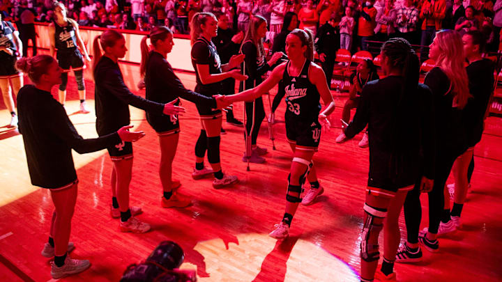 Indiana's Sydney Parrish (33) is introduced before the Indiana versus UCLA women's game at Simon Skjodt Assembly Hall on Saturday, Jan. 4, 2025. Indiana's Sydney Parrish (33) is introduced before the Indiana versus UCLA women's game at Simon Skjodt Assembly Hall on Saturday, Jan. 4, 2025.