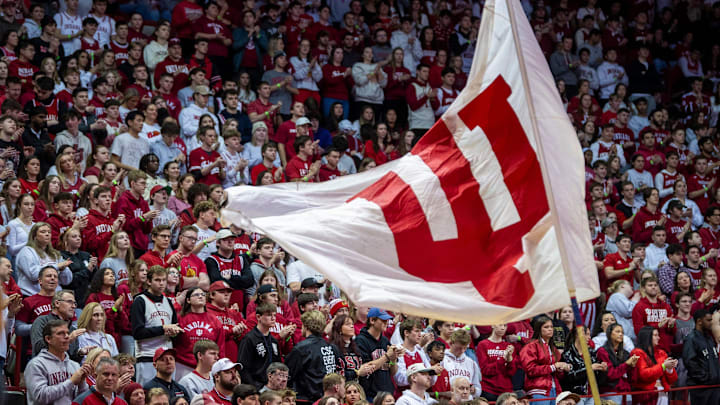 Indiana fans cheer during the Indiana versus Maryland men's basketball game at Simon Skjodt Assembly Hall on Sunday, Jan. 26, 2025.
