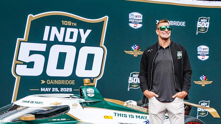 Rob Gronkowski walks the red carpet on Sunday, May 25, 2025, ahead of the 109th running of the Indianapolis 500 at Indianapolis Motor Speedway. Rob Gronkowski walks the red carpet on Sunday, May 25, 2025, ahead of the 109th running of the Indianapolis 500 at Indianapolis Motor Speedway.