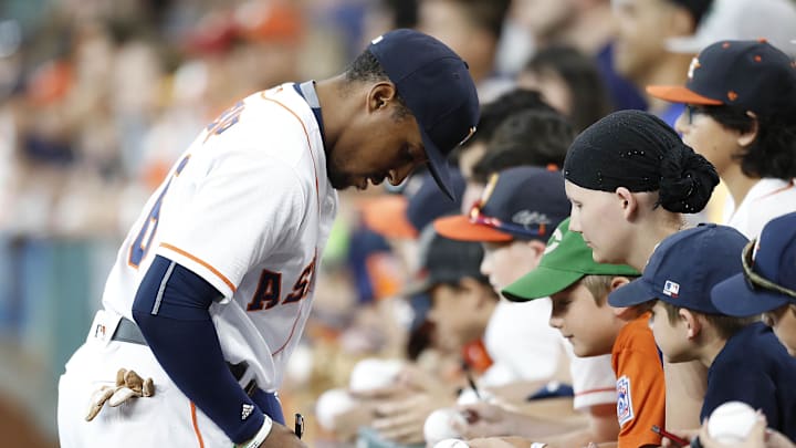 Jun 22, 2016; Houston, TX, USA; Houston Astros left fielder Tony Kemp (16) signs autographs before playing against the Los Angeles Angels at Minute Maid Park. Jun 22, 2016; Houston, TX, USA; Houston Astros left fielder Tony Kemp (16) signs autographs before playing against the Los Angeles Angels at Minute Maid Park.