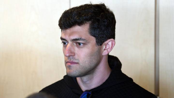 Feb 27, 2020; Fort Myers, Florida, USA; Boston Red Sox general manager Chaim Bloom takes questions from reporters during the game against the Philadelphia Phillies at JetBlue Park. Mandatory Credit: Jim Rassol-Imagn Images Feb 27, 2020; Fort Myers, Florida, USA; Boston Red Sox general manager Chaim Bloom takes questions from reporters during the game against the Philadelphia Phillies at JetBlue Park. Mandatory Credit: Jim Rassol-Imagn Images