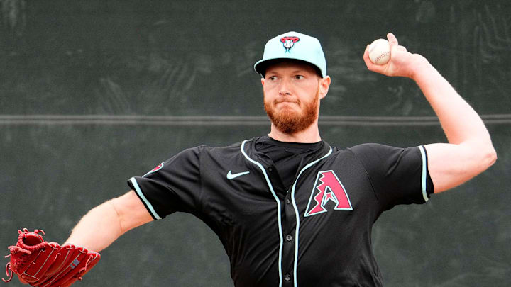 Arizona Diamondbacks pitcher A.J. Puk during spring training practice at Salt River Fields at Talking Stick in Scottsdale on Feb. 13, 2025. Arizona Diamondbacks pitcher A.J. Puk during spring training practice at Salt River Fields at Talking Stick in Scottsdale on Feb. 13, 2025.