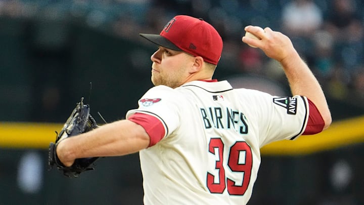 Arizona Diamondbacks starting pitcher Corbin Burnes throws to the Tampa Bay Rays in the first inning at Chase Field in Phoenix, on Apr. 24, 2025. Arizona Diamondbacks starting pitcher Corbin Burnes throws to the Tampa Bay Rays in the first inning at Chase Field in Phoenix, on Apr. 24, 2025.