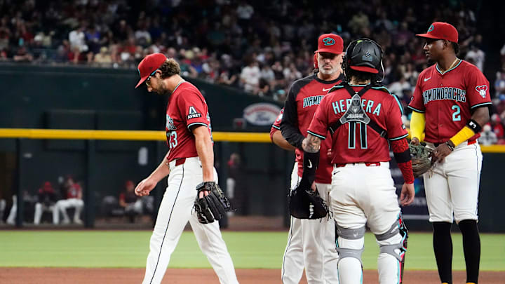 Arizona Diamondbacks starting pitcher Zac Gallen leaves the game against the Pittsburgh Pirates in the sixth inning at Chase Field in Phoenix, on May 28, 2025. Arizona Diamondbacks starting pitcher Zac Gallen leaves the game against the Pittsburgh Pirates in the sixth inning at Chase Field in Phoenix, on May 28, 2025.