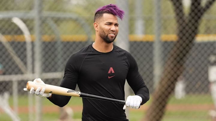 Arizona Diamondbacks left fielder Lourdes Gurriel Jr. (12) during spring training workouts at Salt River Fields on Feb. 16, 2026, in Scottsdale. Arizona Diamondbacks left fielder Lourdes Gurriel Jr. (12) during spring training workouts at Salt River Fields on Feb. 16, 2026, in Scottsdale.
