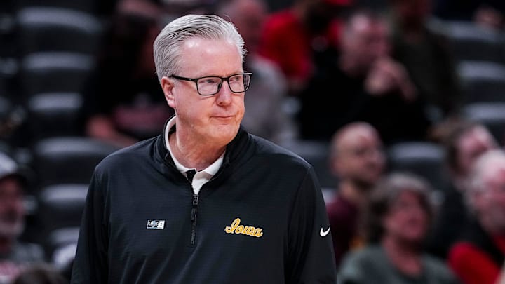 Iowa Hawkeyes head coach Fran McCaffery watches the action Wednesday, March 12, 2025, in a first round game at the 2025 TIAA Big Ten Men’s Basketball Tournament between the Iowa Hawkeyes and the Ohio State Buckeyes at Gainbridge Fieldhouse in Indianapolis. Iowa Hawkeyes head coach Fran McCaffery watches the action Wednesday, March 12, 2025, in a first round game at the 2025 TIAA Big Ten Men’s Basketball Tournament between the Iowa Hawkeyes and the Ohio State Buckeyes at Gainbridge Fieldhouse in Indianapolis.