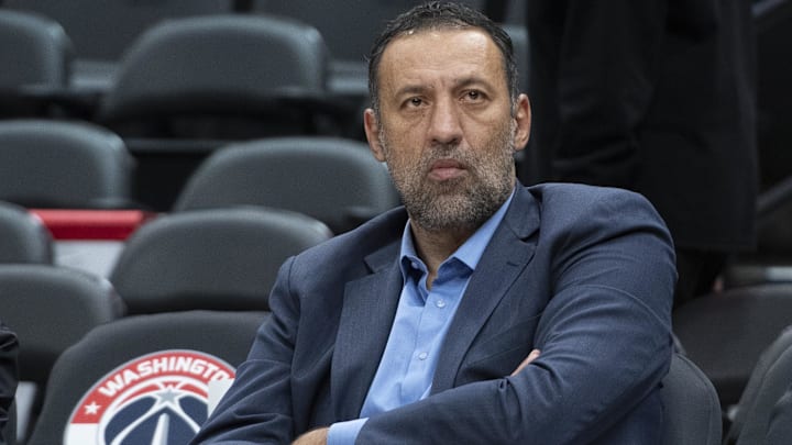 Nov 24, 2019; Washington, DC, USA;  Sacramento Kings general manager Vlade Divac sits court side before the game against the Washington Wizards at Capital One Arena. Mandatory Credit: Tommy Gilligan-Imagn Images