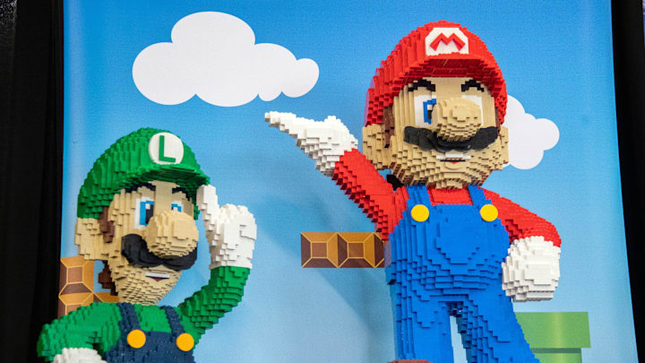 3D sculptures of Nintendo characters Luigi and Mario made from LEGO bricks on display at the Stockton Brick Convention at the San Joaquin County fairgrounds in Stockton on Feb. 2, 2024. The event, which runs Sat, Feb 3 and Sunday, Feb .4, features artwork and creations made created from LEGO bricks, hands-on LEGO making activities and vendors offering the latest sets and mini-figures.