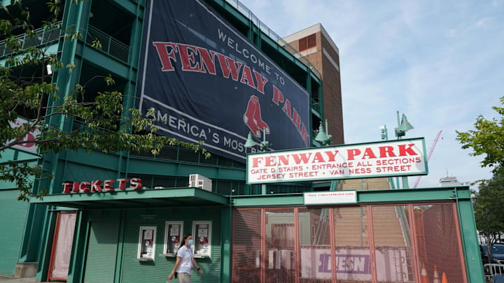 Jul 24, 2020; Boston, Massachusetts, USA; An image outside Fenway Park on an empty Jersey Street before the start of the game against the Boston Red Sox and Baltimore Orioles at Fenway Park. Mandatory Credit: David Butler II-Imagn Images Jul 24, 2020; Boston, Massachusetts, USA; An image outside Fenway Park on an empty Jersey Street before the start of the game against the Boston Red Sox and Baltimore Orioles at Fenway Park. Mandatory Credit: David Butler II-Imagn Images