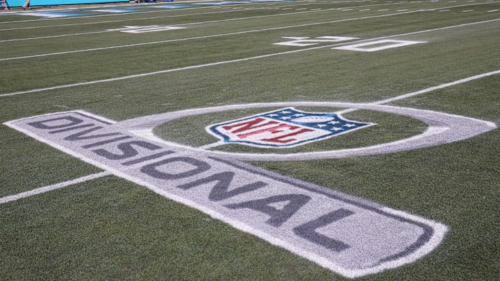 Jan 22, 2022; Nashville, Tennessee, USA; A general overall view of the AFC Divisional playoff logo at Nissan Stadium. Mandatory Credit: Kirby Lee-Imagn Images Jan 22, 2022; Nashville, Tennessee, USA; A general overall view of the AFC Divisional playoff logo at Nissan Stadium. Mandatory Credit: Kirby Lee-Imagn Images