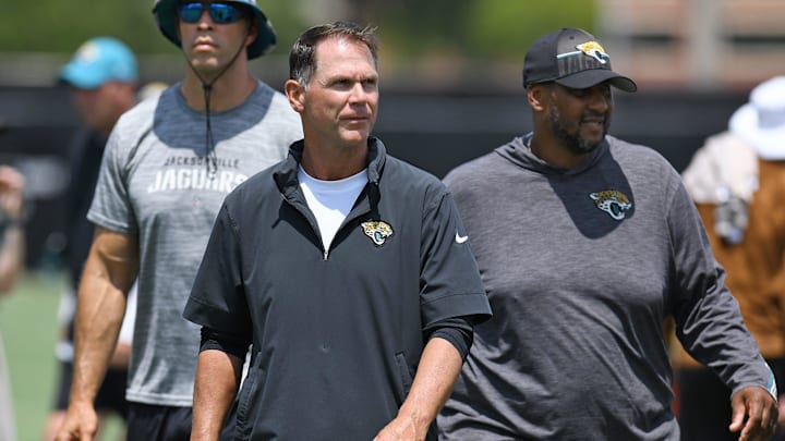 Jacksonville Jaguars general manager Trent Baalke walks off the field after the organized team activity session Monday, June 3, 2024 at EverBank Stadium's Miller Electric Center in Jacksonville, Fla.