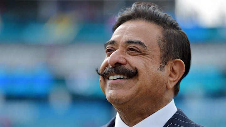 Jaguars owner Shad Khan on the field before the start of Sunday's game against Buffalo. The Jacksonville Jaguars hosted the Buffalo Bills at TIAA Bank Field in Jacksonville, FL, Sunday, November 7, 2021. [Bob Self/Florida Times-Union]

Jki 110721 Bsjagsvsbuffalo 10